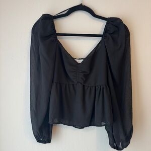 Black Semi-Sheer Cropped ASTR Top size XS